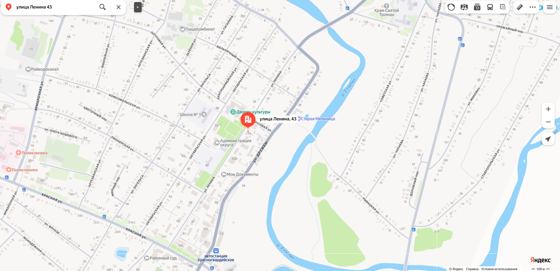 Карта села Красногвардейского.